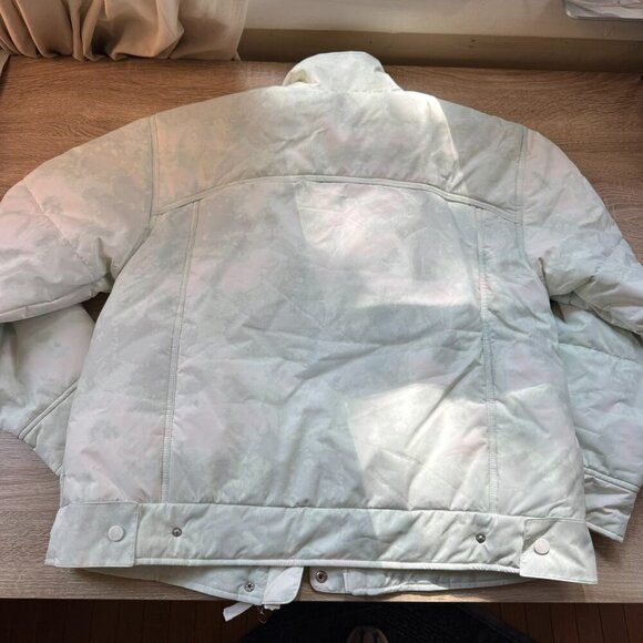 NWT Free People Bunny Slope Printed Puffer Jacket Ski Coat Green White Small - Picture 13 of 15